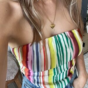 Tiger Mist Multicolor Strapless Top